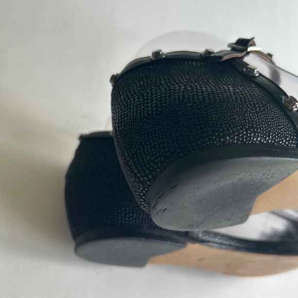 Halogen Black Fabric Leather Point Toe Ankle Strap Sandals size 8 - Picture 11 of 16